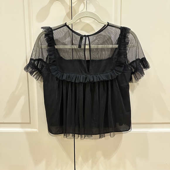 Black Sheer Ruffle Blouse - Picture 2 of 3